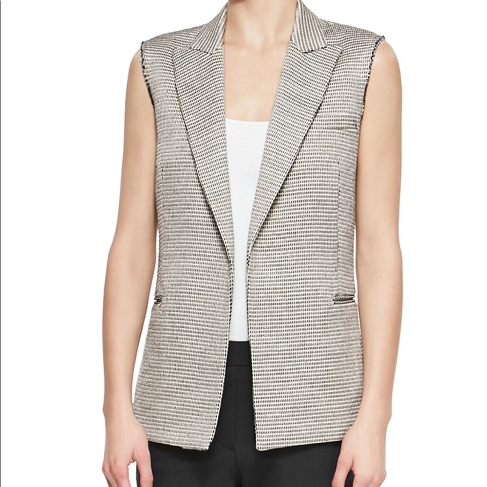 Theory Guided Eldora Vest, Tweed, black & cream, sz 8